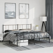 Giroletto con Testiera e Pediera-Struttura Letto Metallo Nero 183x213 cm 711214