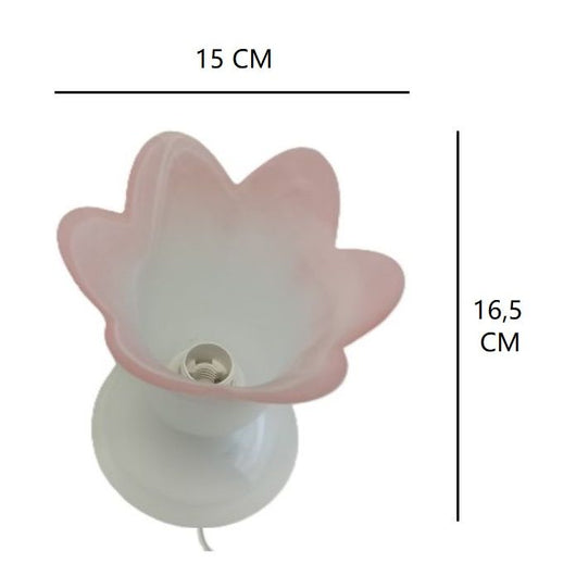 LAMPADA LUMETTO DA TAVOLO A FIORE ROSA 1XE14
