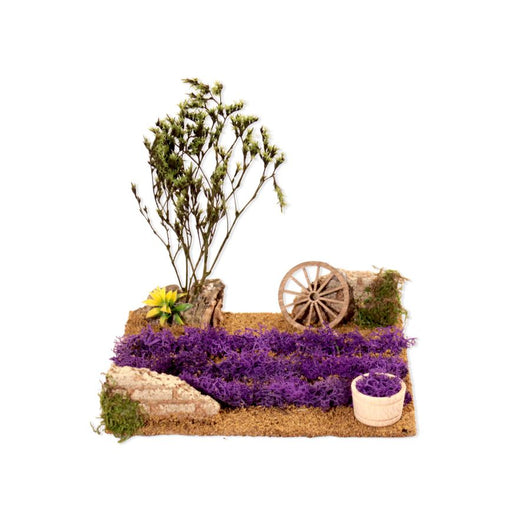 CAMPO DI LAVANDA CON MASTELLO E RUOTA