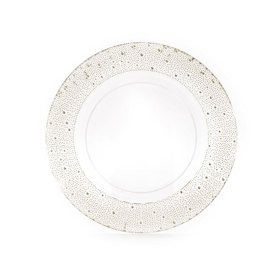 SOTTOPIATTO TRASPARENTE DECORATO CON MOTIVO ORO IN PLASTICA D33X1H CM