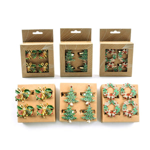 PORTATOVAGLIOLI DI NATALE ASSORTITI CON STRASS SET DA 4 PZ PREZZI CAD UNO SET