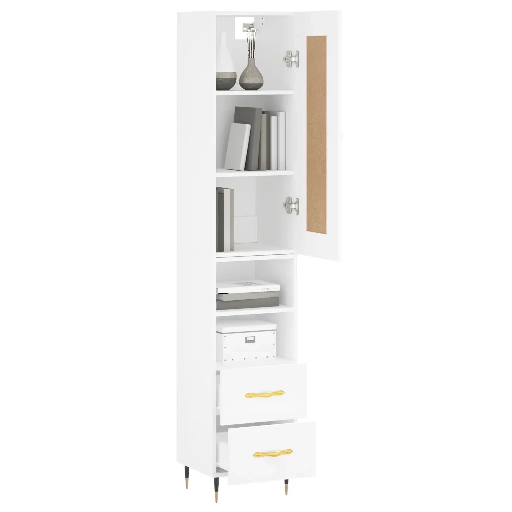 Credenza | Madia | Buffet da pranzo | Armadio da pranzo Bianca 34,5x34x180 cm in Legno Multistrato