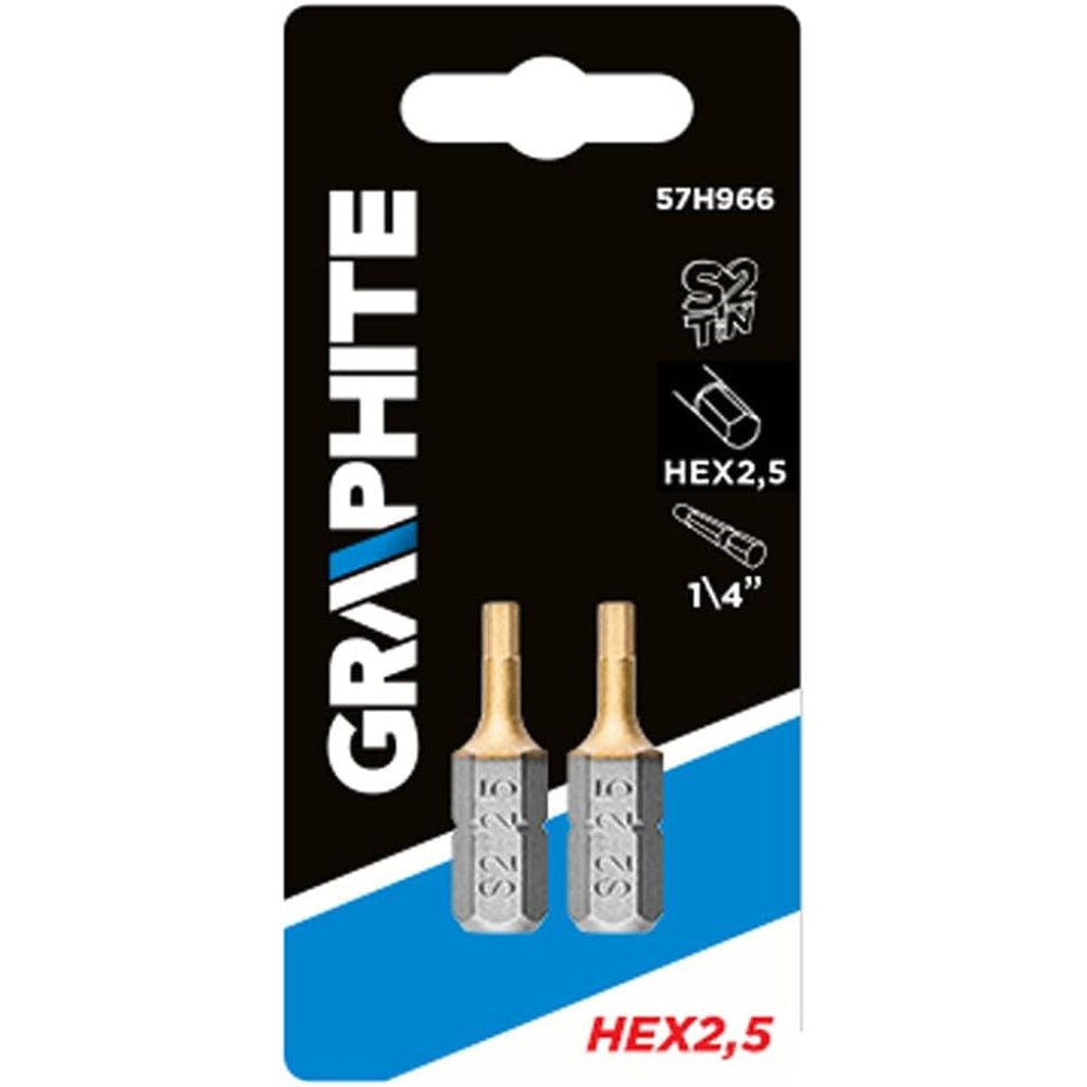 Topex 57h966 punte giravite, esa sagonale 2,5 x 25 mm, 2 pezzi