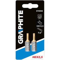 Topex 57h966 punte giravite, esa sagonale 2,5 x 25 mm, 2 pezzi