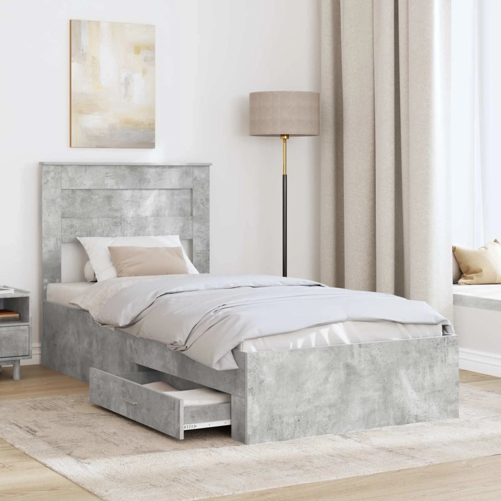 Struttura del letto con testiera Grigio cemento 100 x 200 cm