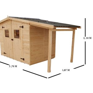 Casetta con pannelli in abete rosso da 16 mm. con pavimento.