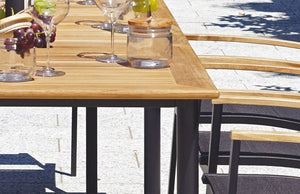 Tavolo Fuerteventura 150/210X90 in alluminio e teak Greenwood