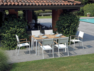 Sedia Tenerife In alluminio e textilene impilabile Greenwood