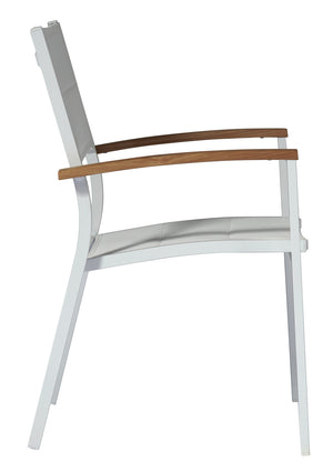 Sedia Tenerife In alluminio e textilene impilabile Greenwood