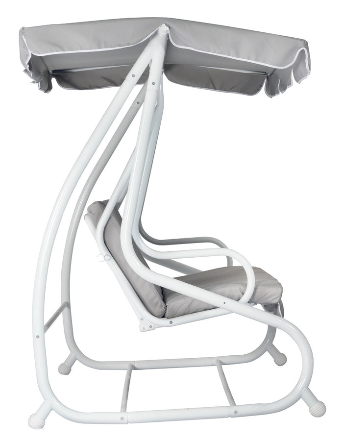 Dondolo 3 posti reclinabile bianco con seduta grigia Greenwood