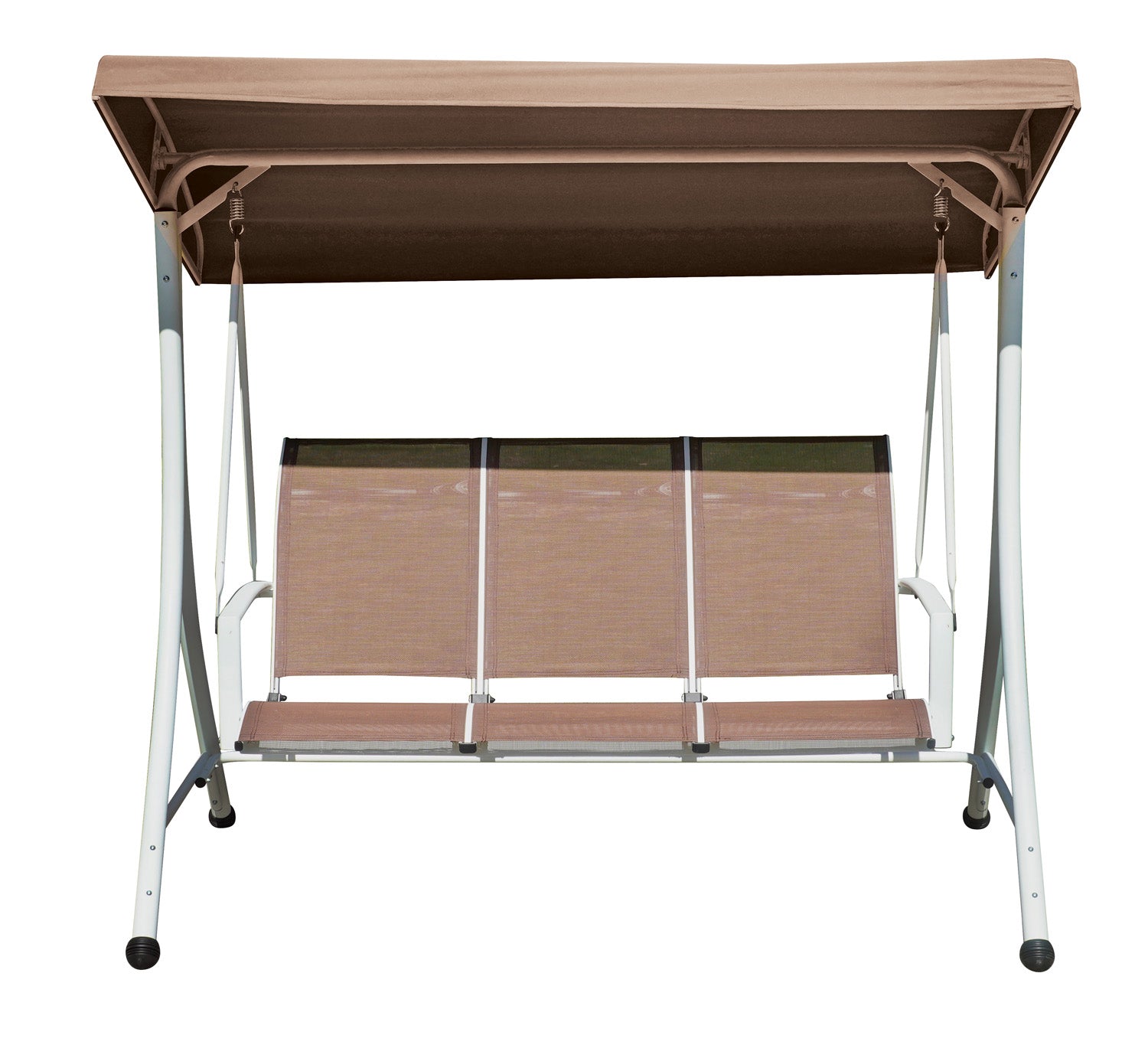 Dondolo 3 posti struttura in ferro bianco e seduta textilene tortora Greenwood