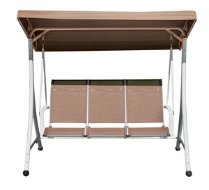 Dondolo 3 posti struttura in ferro bianco e seduta textilene tortora Greenwood