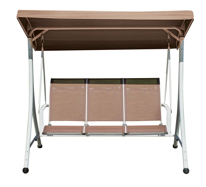 Dondolo 3 posti struttura in ferro bianco e seduta textilene tortora Greenwood