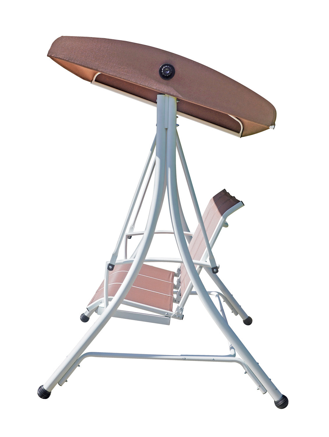 Dondolo 3 posti struttura in ferro bianco e seduta textilene tortora Greenwood