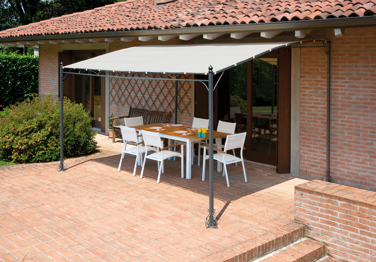 Pergola a parete Kansas in ferro 3X4 poli\sabbia Greenwood