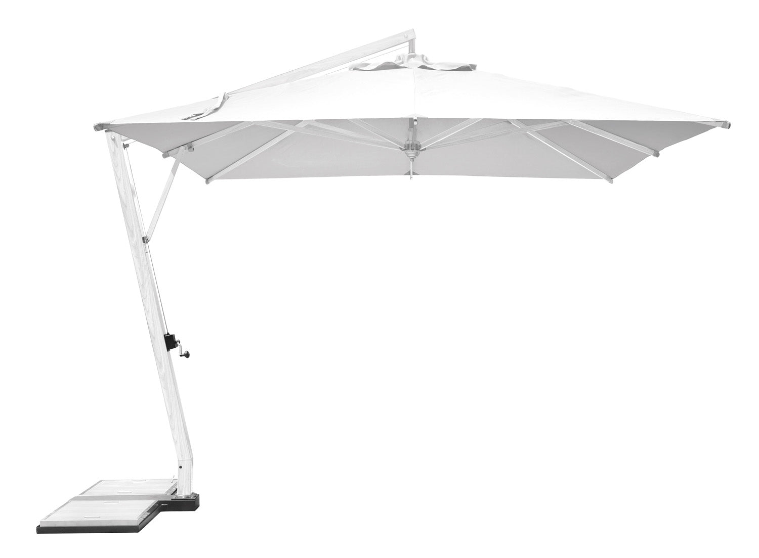 Ombrellone  3,5X3,5 fusto alluminio effetto legno Greenwood Colore: Bianco