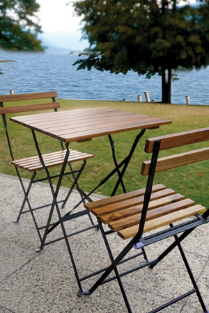 Set Bistro' Deluxe In Ferro E Legno - Tav. 55X55 1 Pz