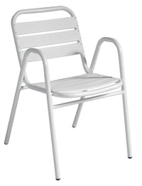 Sedia Calipso Contract - Alluminio Con Braccioli - Impilabile - Tubo Ø 25 Mm X 1,8 Mm - Colore Bianco