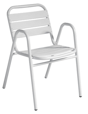 Sedia Calipso Contract - Alluminio Con Braccioli - Impilabile - Tubo Ø 25 Mm X 1,8 Mm - Colore Bianco