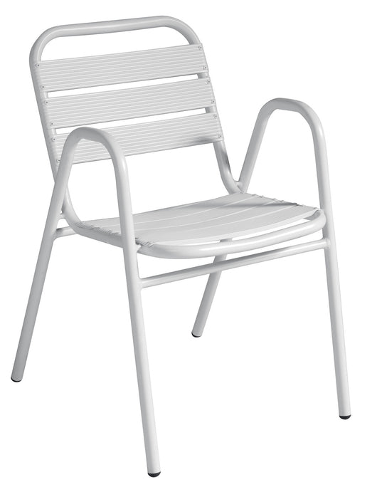 Sedia Calipso Contract - Alluminio Con Braccioli - Impilabile - Tubo Ø 25 Mm X 1,8 Mm - Colore Bianco