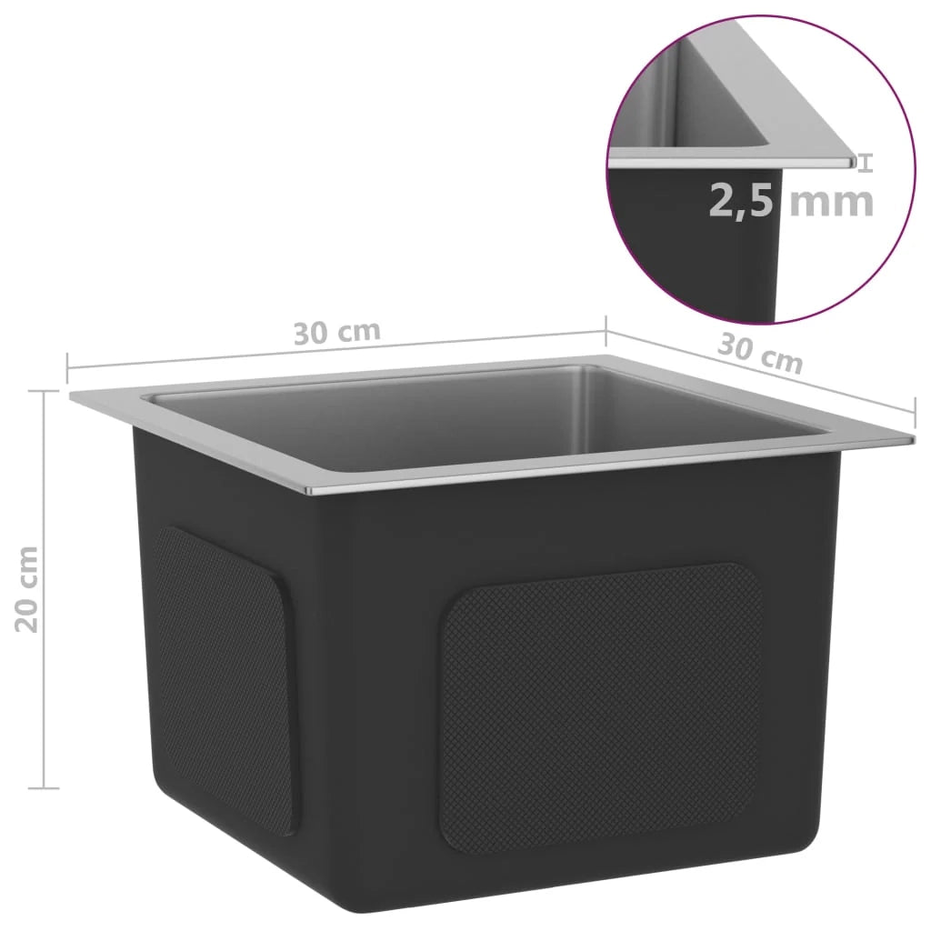 Lavello da cucina fatto a mano lavabo da interno argento 30 x 30 cm acciaio inox 02_0002449