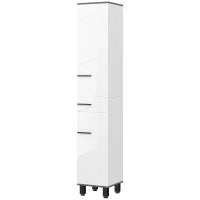 Mobile Colonna Bagno con 2 Armadietti con Ripiani Regolabili e Cassetto, 34x32x190 cm, Bianco