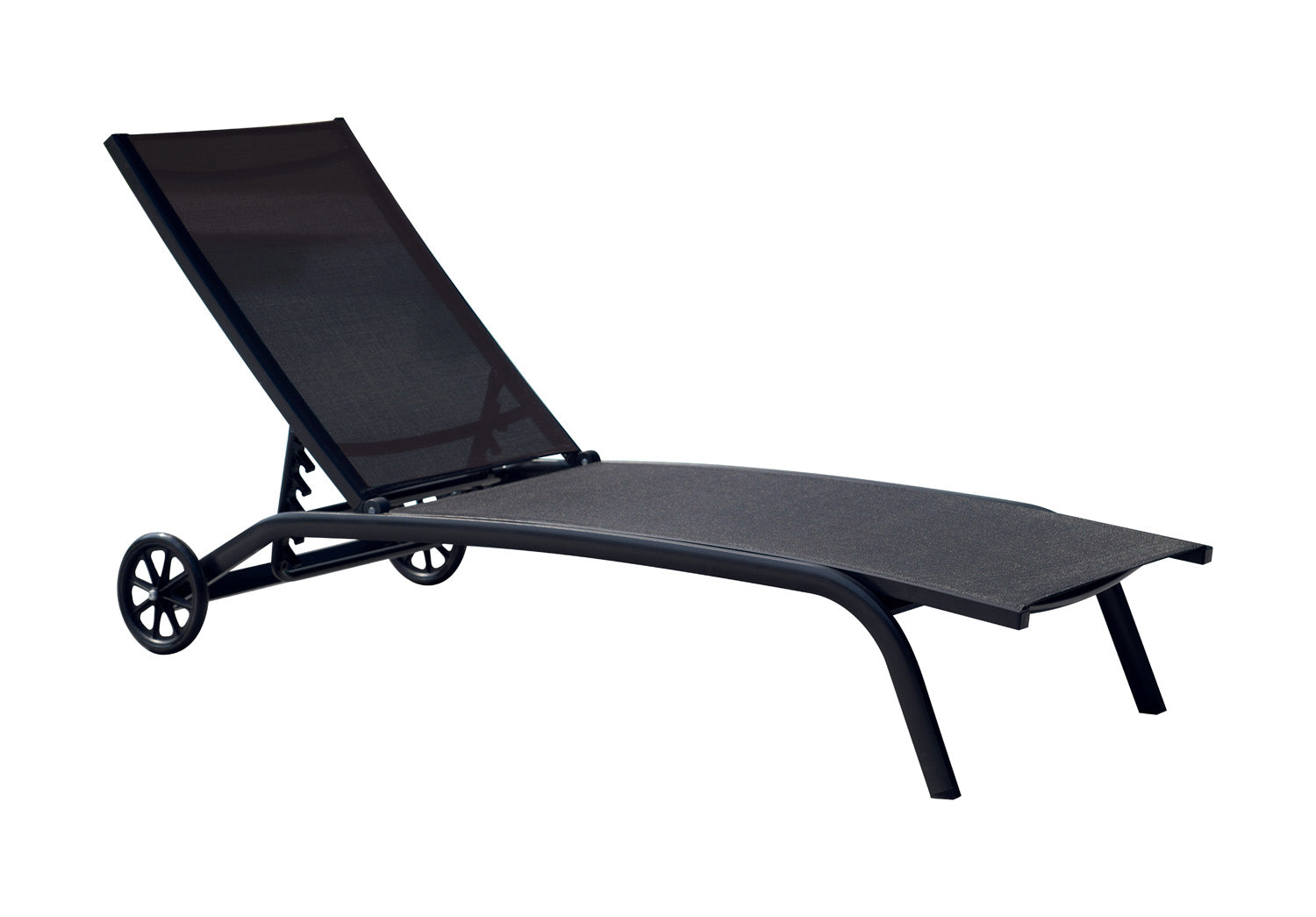 Lettino In Alluminio Con Ruote E Tesssuto 2X1  - 5 Posiz 1 Pz Colore: Nero