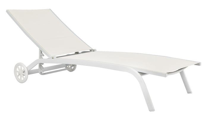 Lettino In Alluminio Con Ruote E Tesssuto 2X1  - 5 Posiz 1 Pz Colore: Ecru'