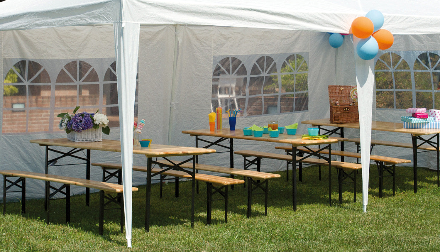 Set Birreria - Tavolo 200 X 70 E 2 Panche 200 X 25 Cm - Legno 25 Mm