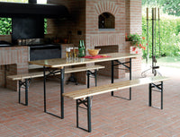 Set Birreria - Tavolo 200 X 70 E 2 Panche 200 X 25 Cm - Legno 25 Mm