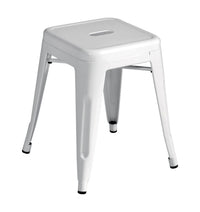 Sgabello Basso Impilabile Lamiera 4  Pz Colore: Avorio