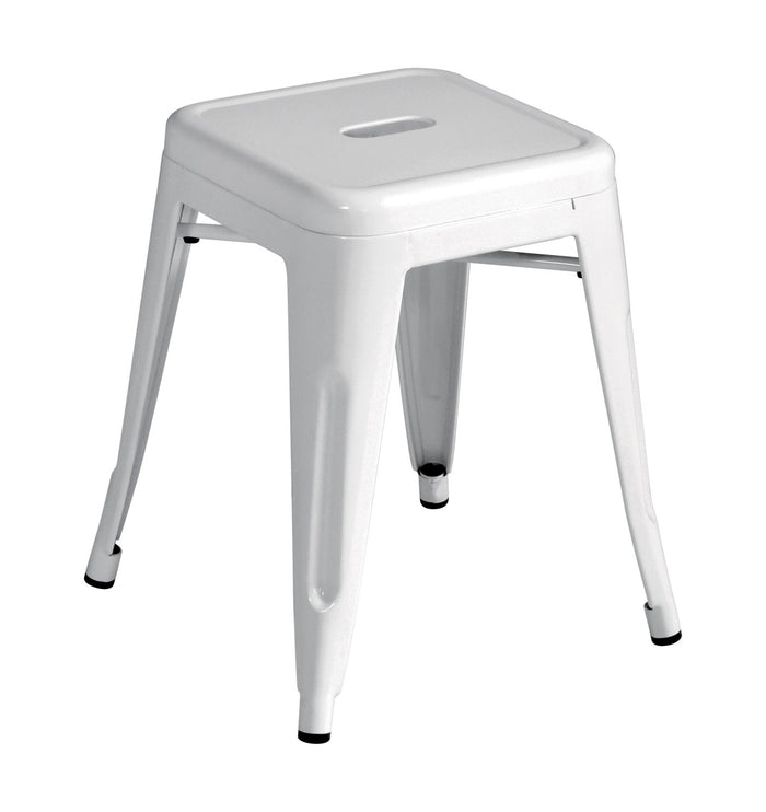 Sgabello Basso Impilabile Lamiera 4  Pz Colore: Avorio