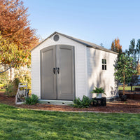 Rifugio in resina HDPE, finto legno, grande volume, con pavimento, 2,40m x 3,00m, 7,20m² Materiale: Resina