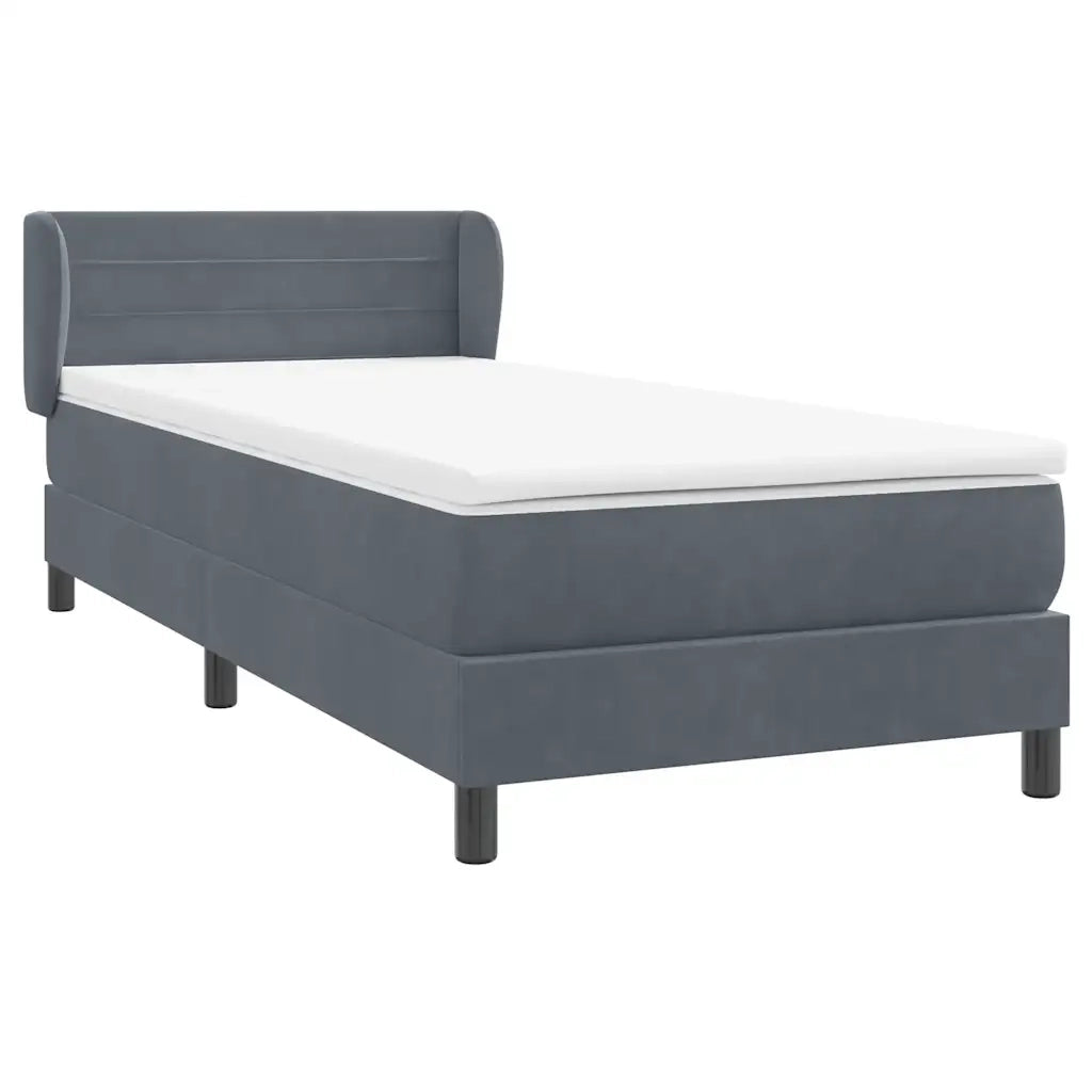 Giroletto a Molle con Materasso Grigio Scuro 80x220 cm Velluto 3317632