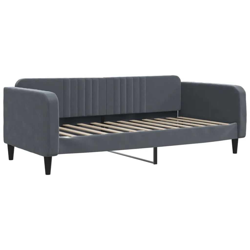 Divano Letto con Letto Estraibile Grigio Scuro 90x200cm Velluto