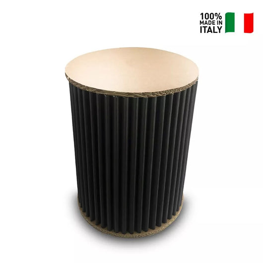 Sgabello contenitore multiuso Colore: Nero, Materiale: Cartone ondulato, certificato FSC