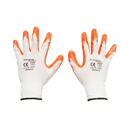 Guanti da lavoro in gomma sintetica bianco-arancio taglia 10 Breckner Germany