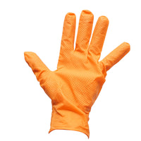 Guanti in nitrile arancioni senza polvere con texture a diamante, taglia L, 50 pezzi/scatola