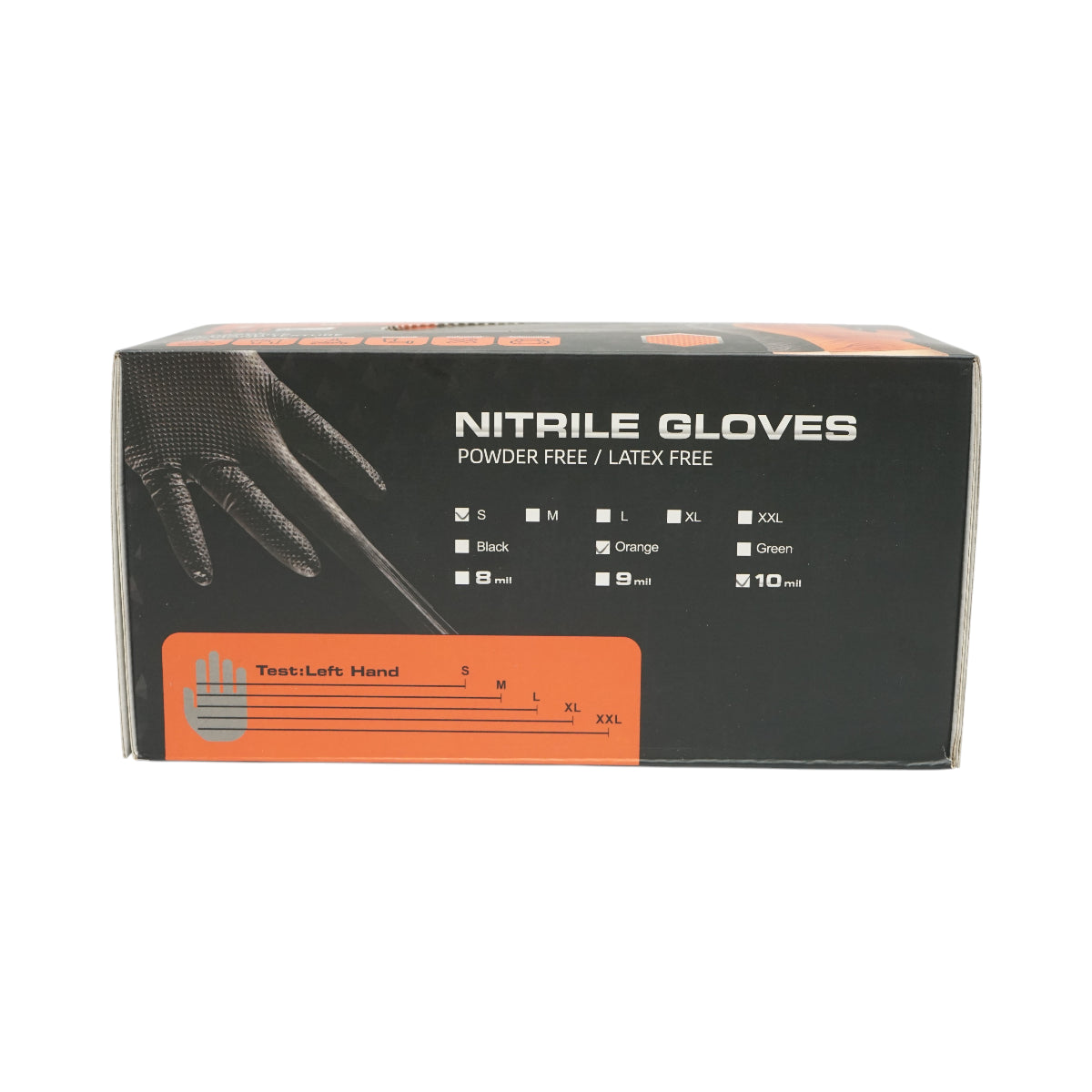 Guanti in nitrile arancioni senza polvere con texture a diamante, taglia S, 100 pezzi/scatola