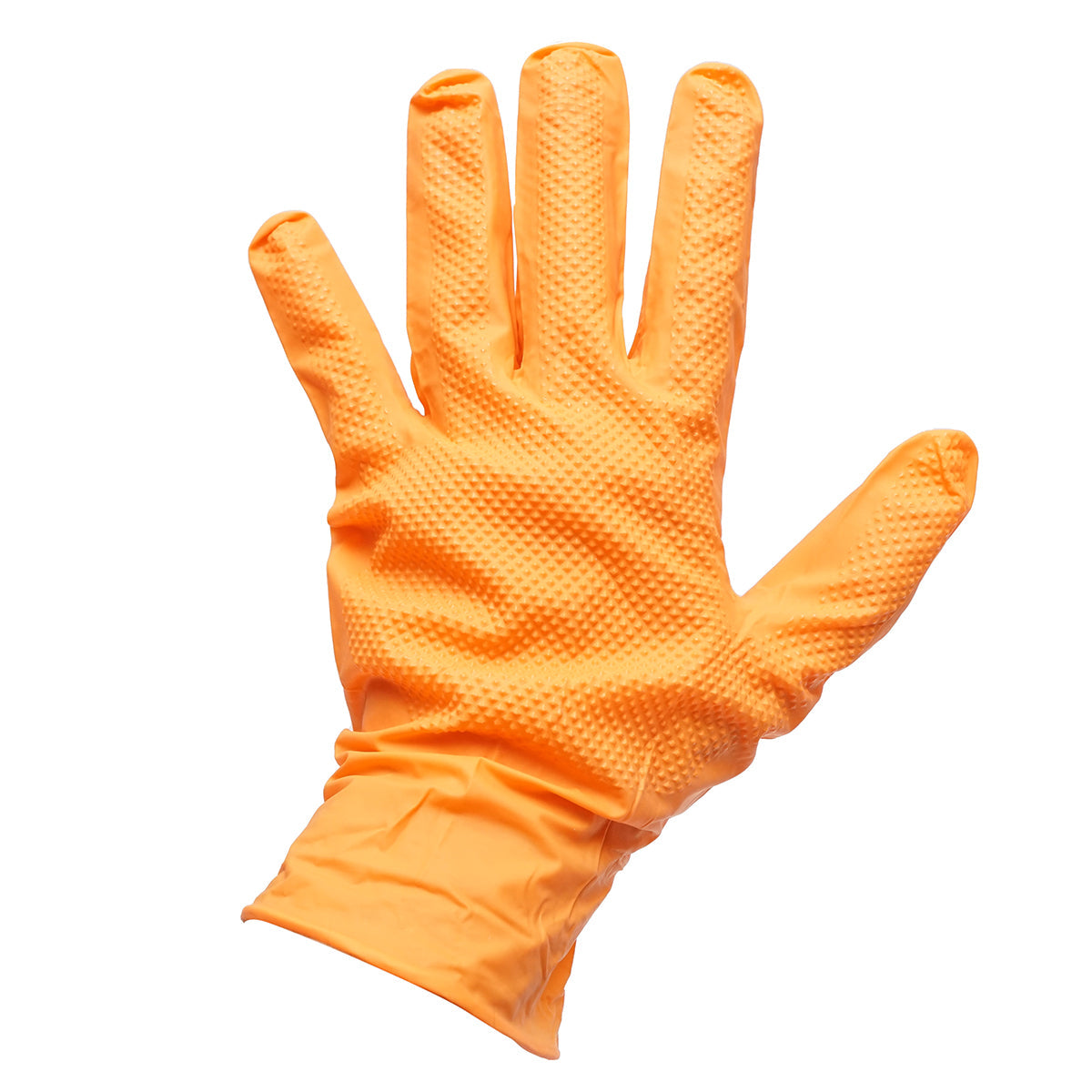 Guanti in nitrile arancioni senza polvere con texture a diamante, taglia S, 100 pezzi/scatola