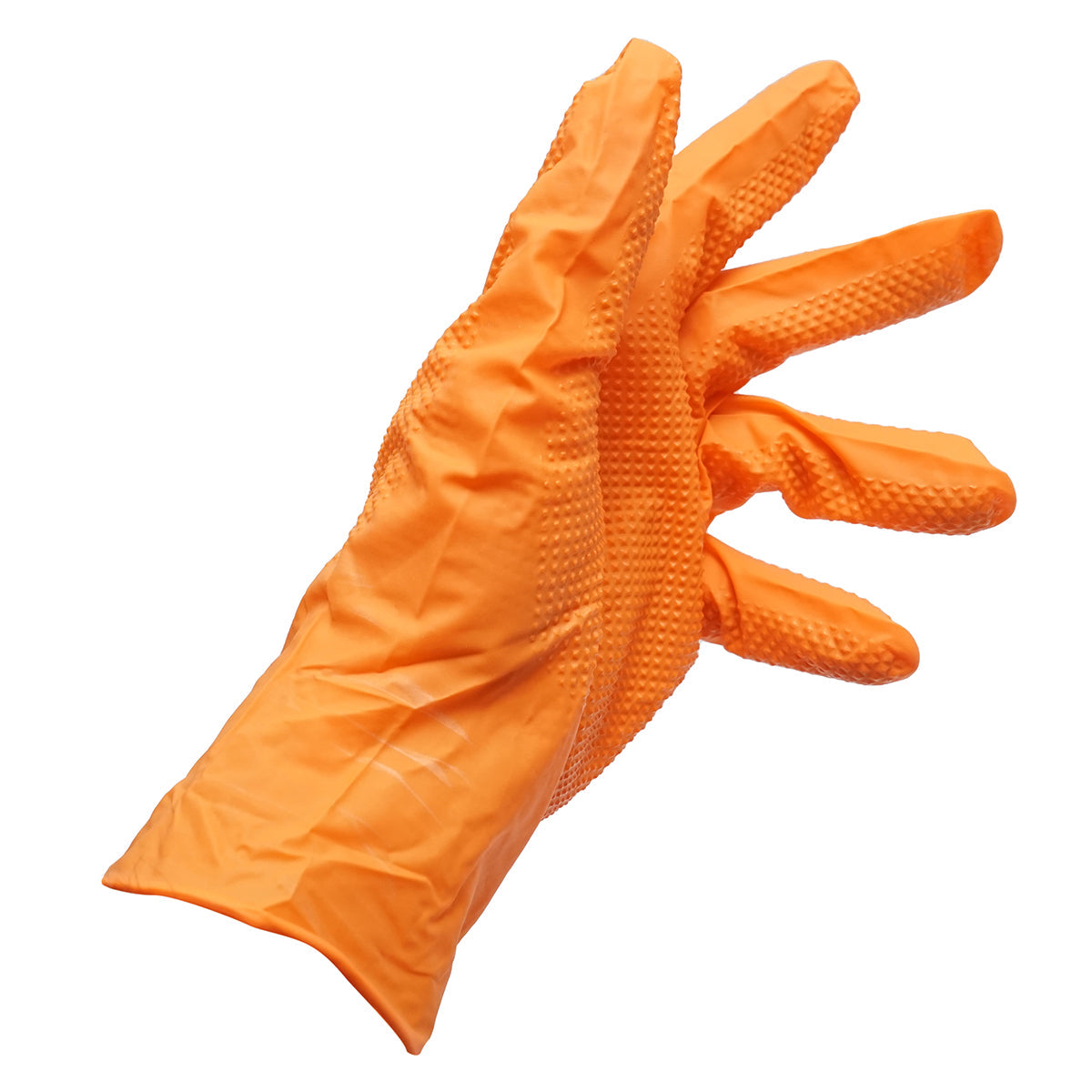 Guanti in nitrile arancioni senza polvere con texture a diamante, taglia S, 100 pezzi/scatola