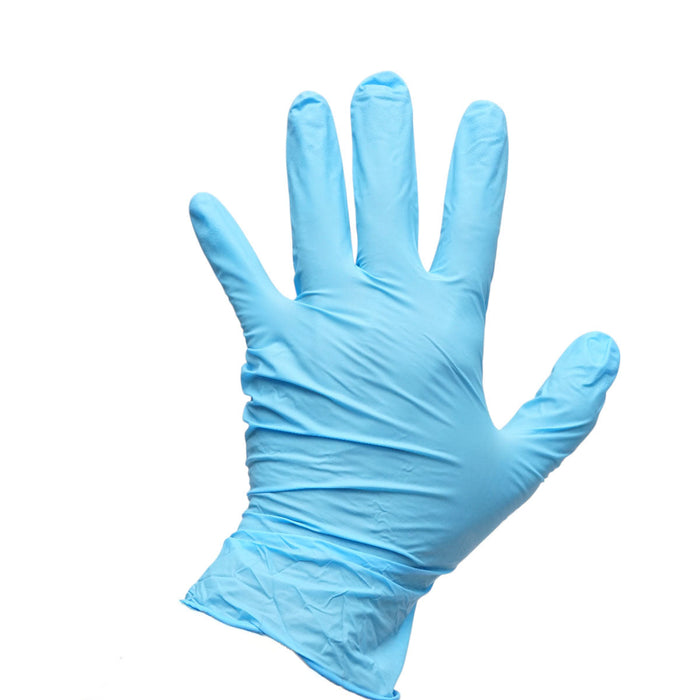 Guanti in nitrile blu senza polvere con texture antiscivolo sulle dita, taglia L 100 pezzi/scatola