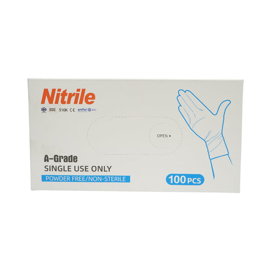 Guanti in nitrile blu senza polvere con texture antiscivolo sulle dita, taglia M 100 pezzi/scatola