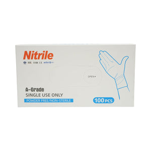 Guanti in nitrile blu senza polvere con texture antiscivolo sulle dita, taglia S 100 pezzi/scatola