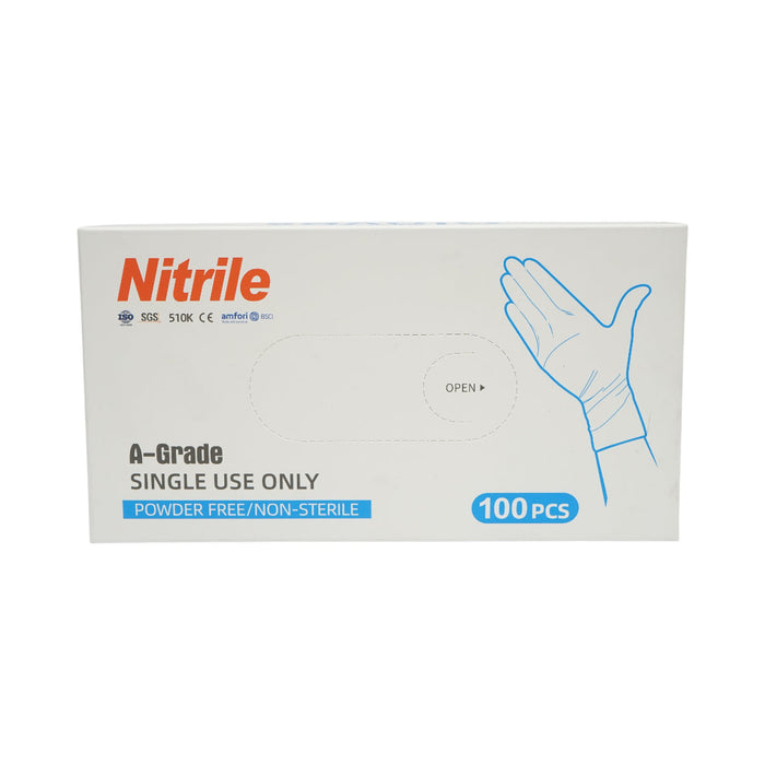 Guanti in nitrile blu senza polvere con texture antiscivolo sulle dita, taglia S 100 pezzi/scatola