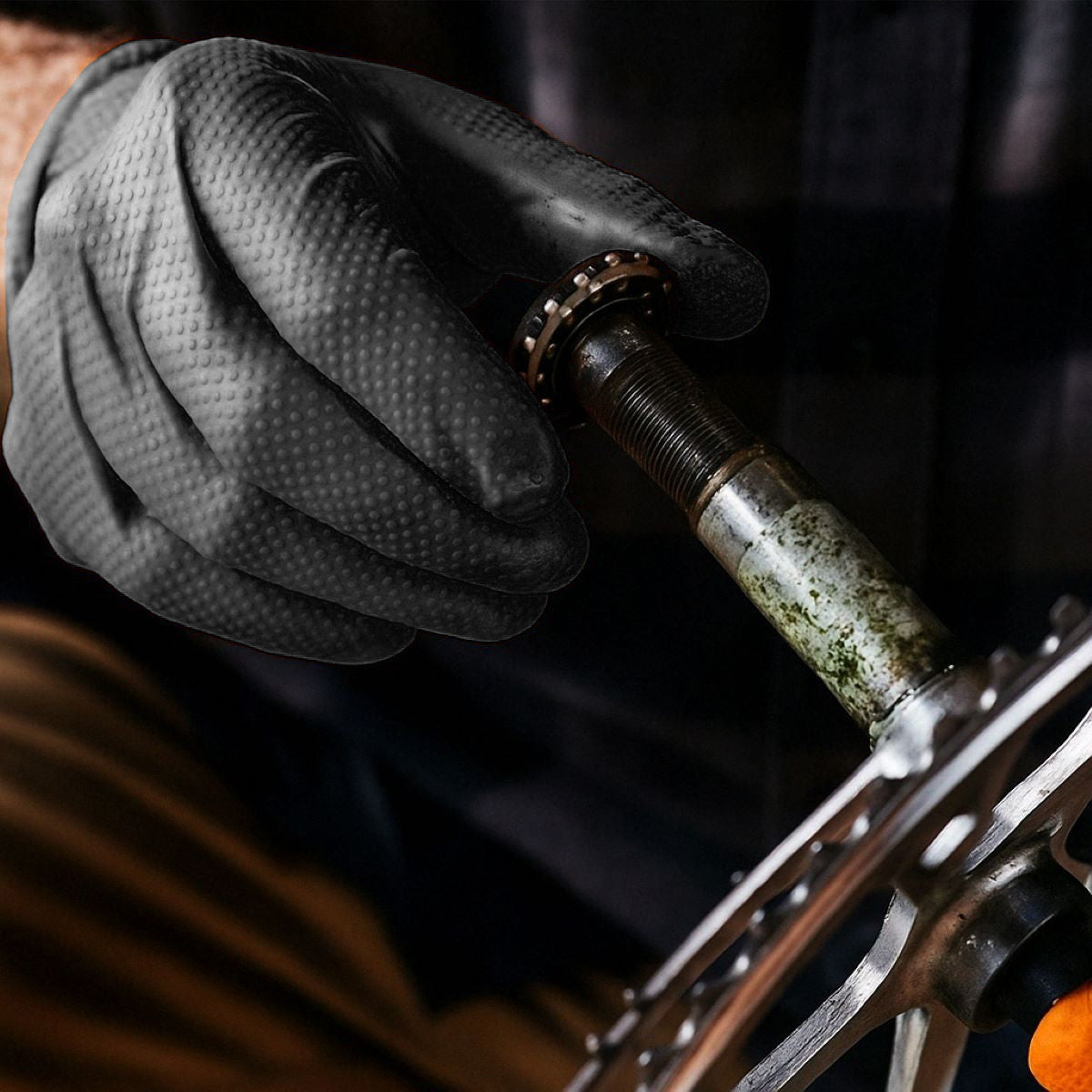 Guanti in nitrile neri senza polvere con texture a diamante, taglia M, 100 pezzi/scatola