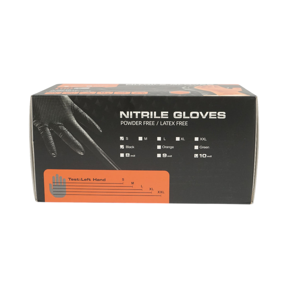 Guanti in nitrile neri senza polvere con texture a diamante, taglia S, 100 pezzi/scatola