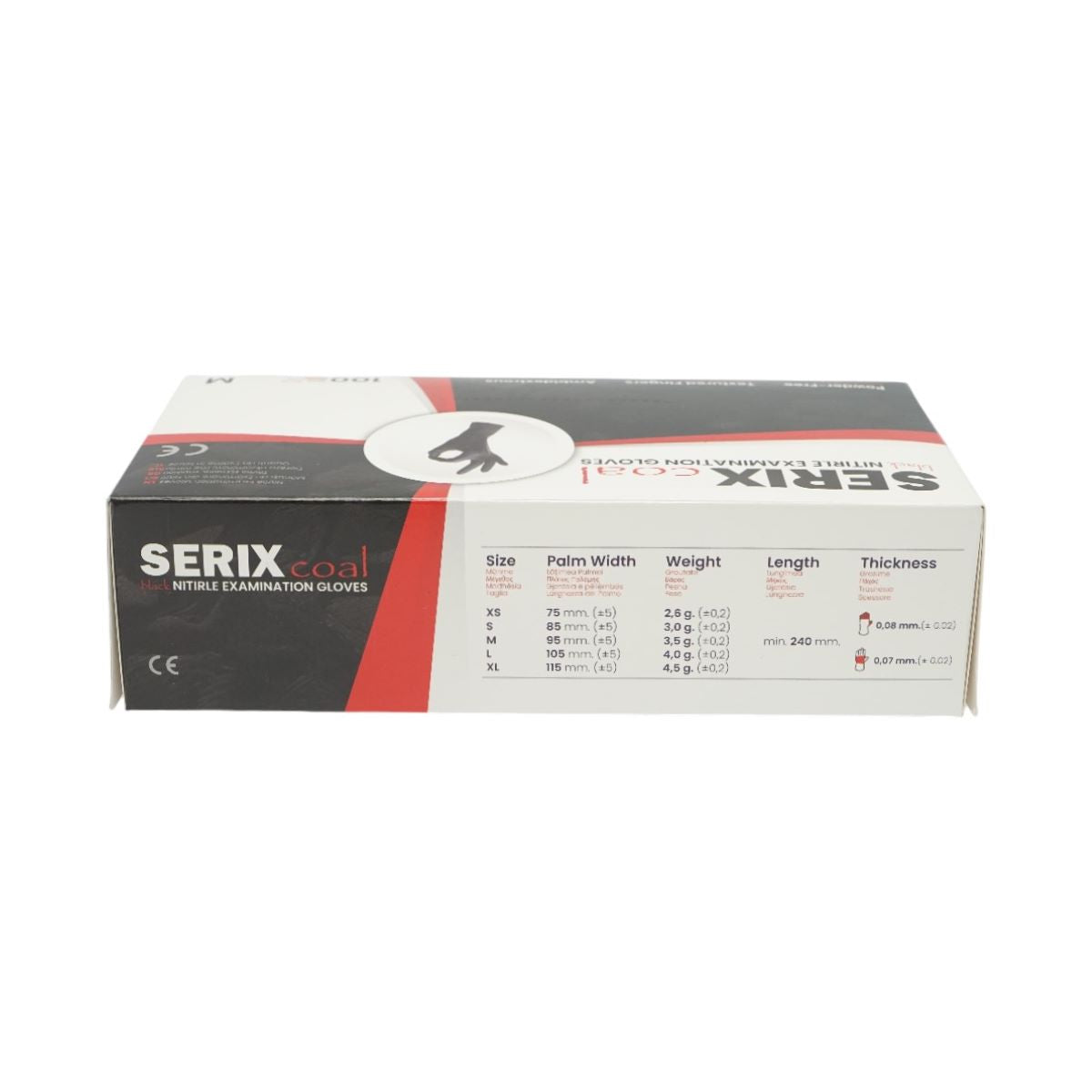 Guanti in nitrile neri senza polvere con texture antiscivolo sulle dita, taglia M 100 pezzi/scatola