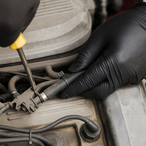 Guanti in nitrile neri senza polvere con texture antiscivolo sulle dita, taglia S 100 pezzi/scatola