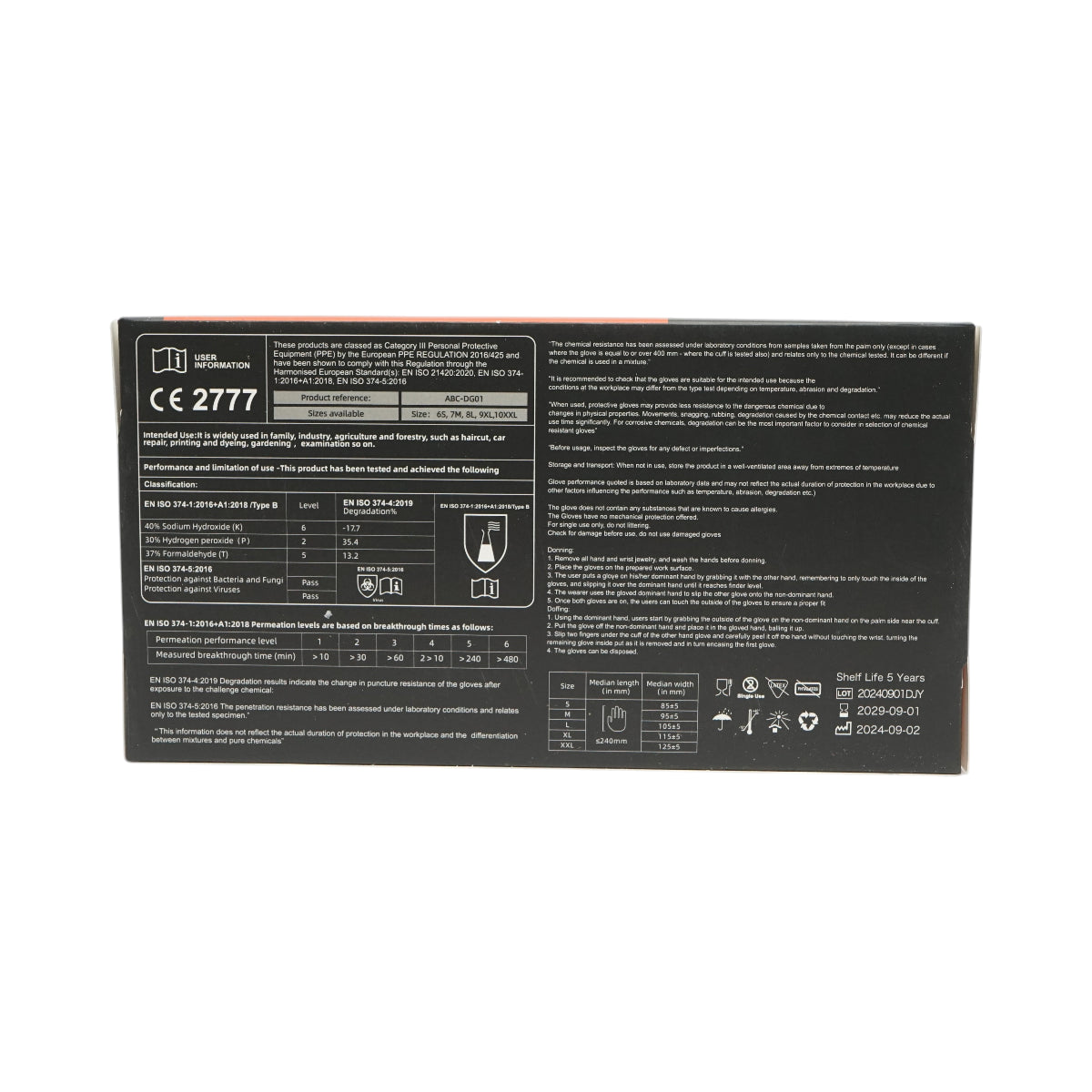 Guanti in nitrile sintetico nero, senza polvere, taglia S, 100 pezzi/scatola